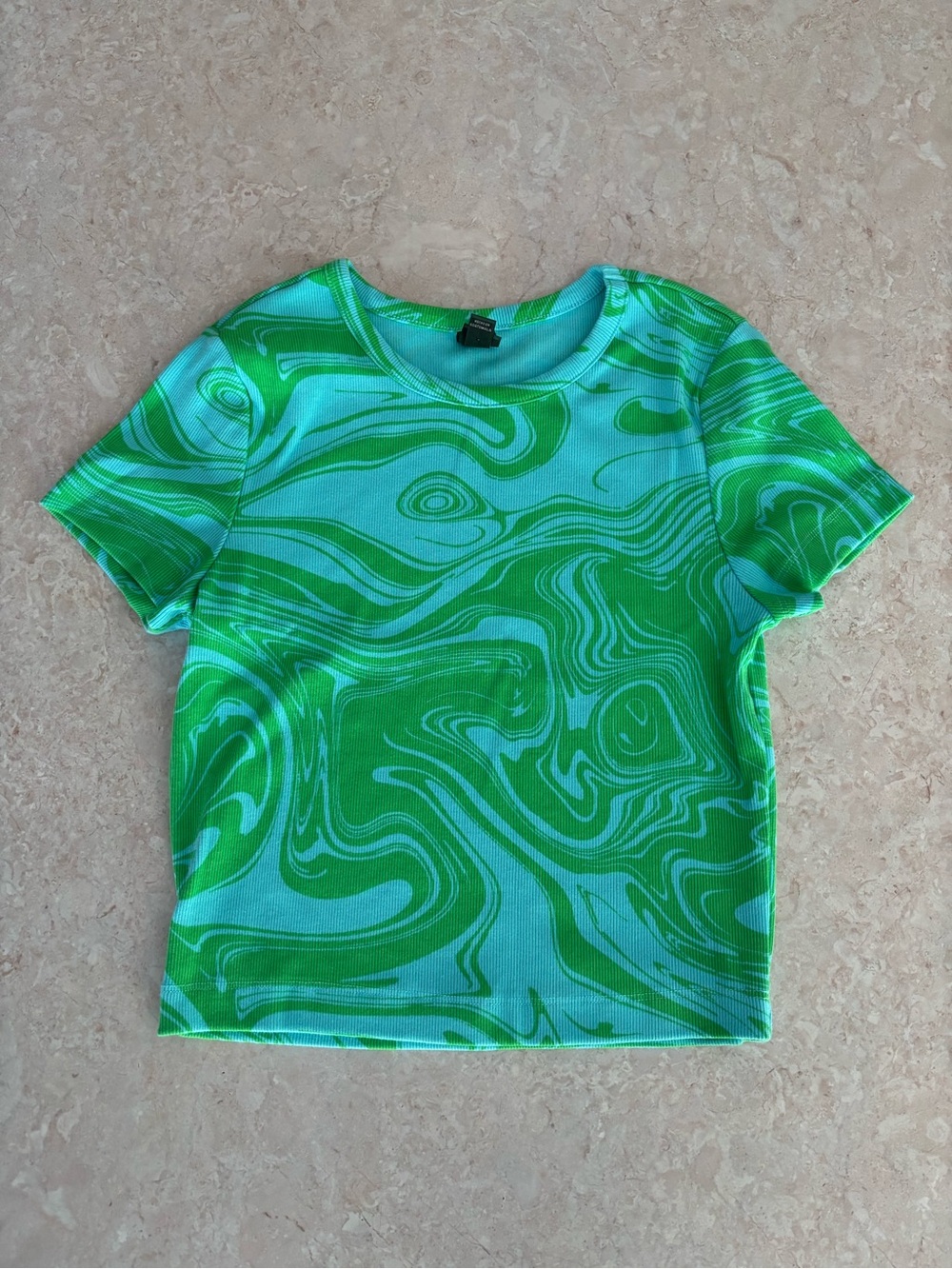 wild fable Bright Green and Blue Swirl Top Size Medium